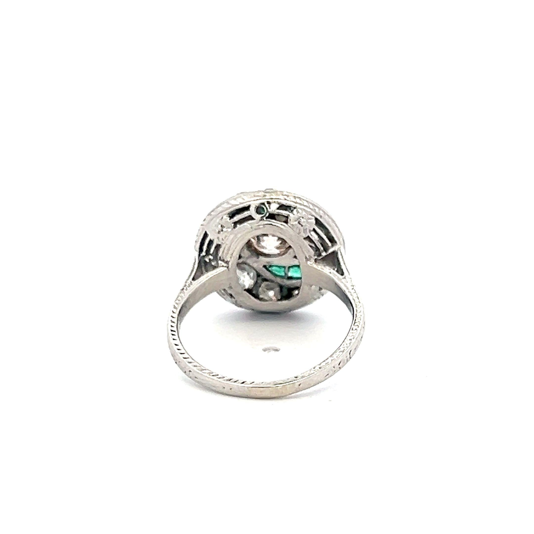 1.22 Carat Old European Cut W-K SI1-SI2 Diamond Platinum Art Deco Ring