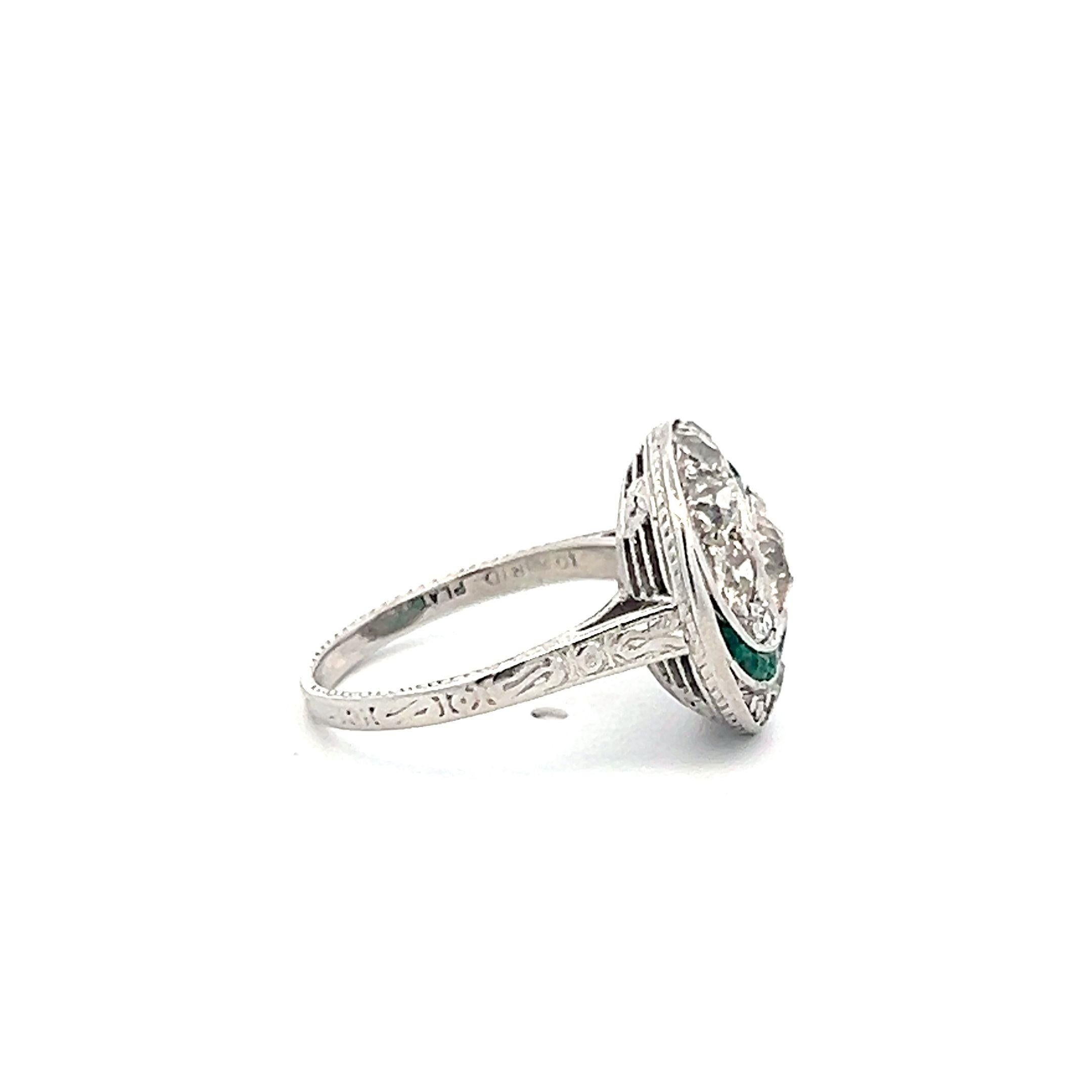 1.22 Carat Old European Cut W-K SI1-SI2 Diamond Platinum Art Deco Ring