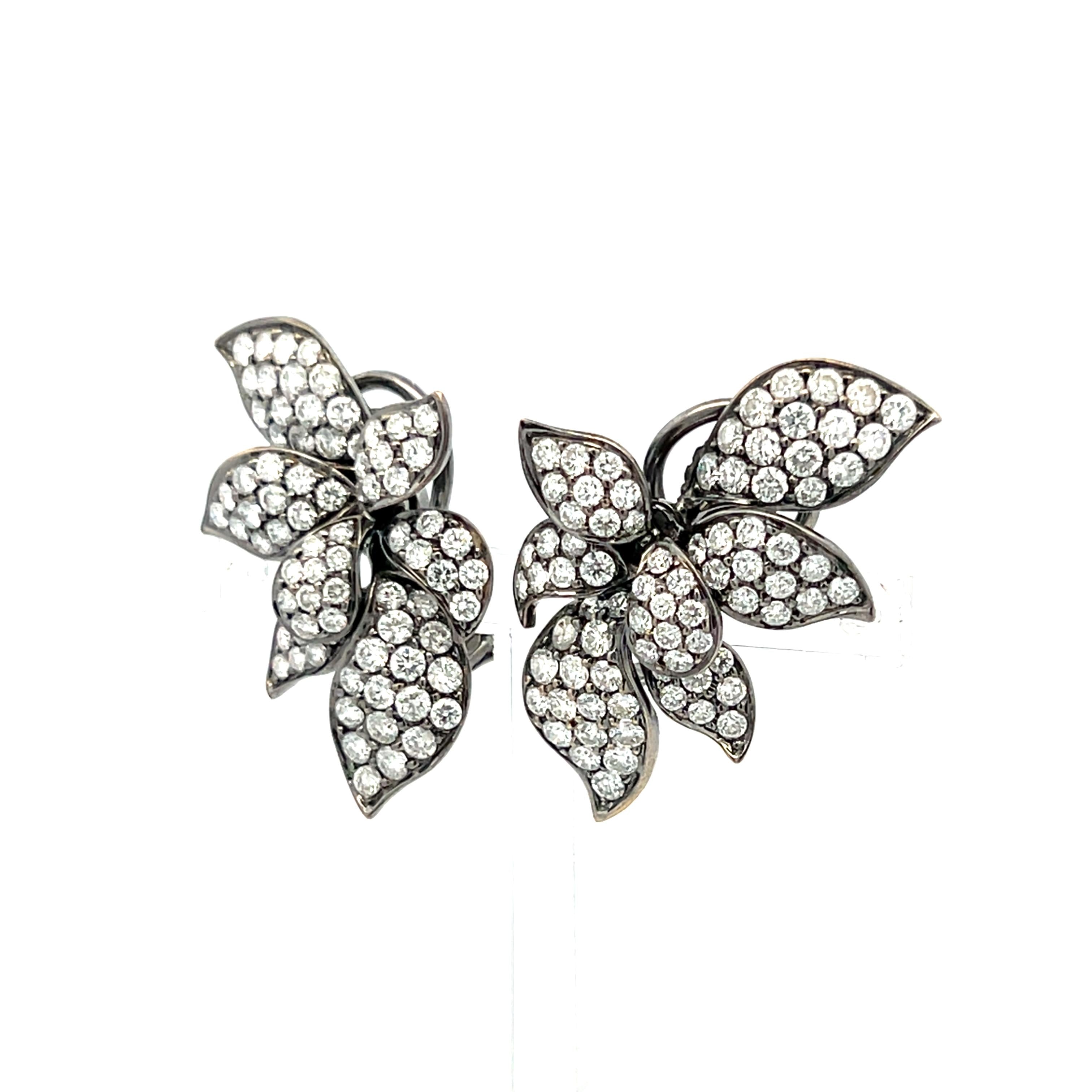 5.00 Carat Round Brilliant H SI1 Diamond 18 Karat White Gold Clip On Earrings