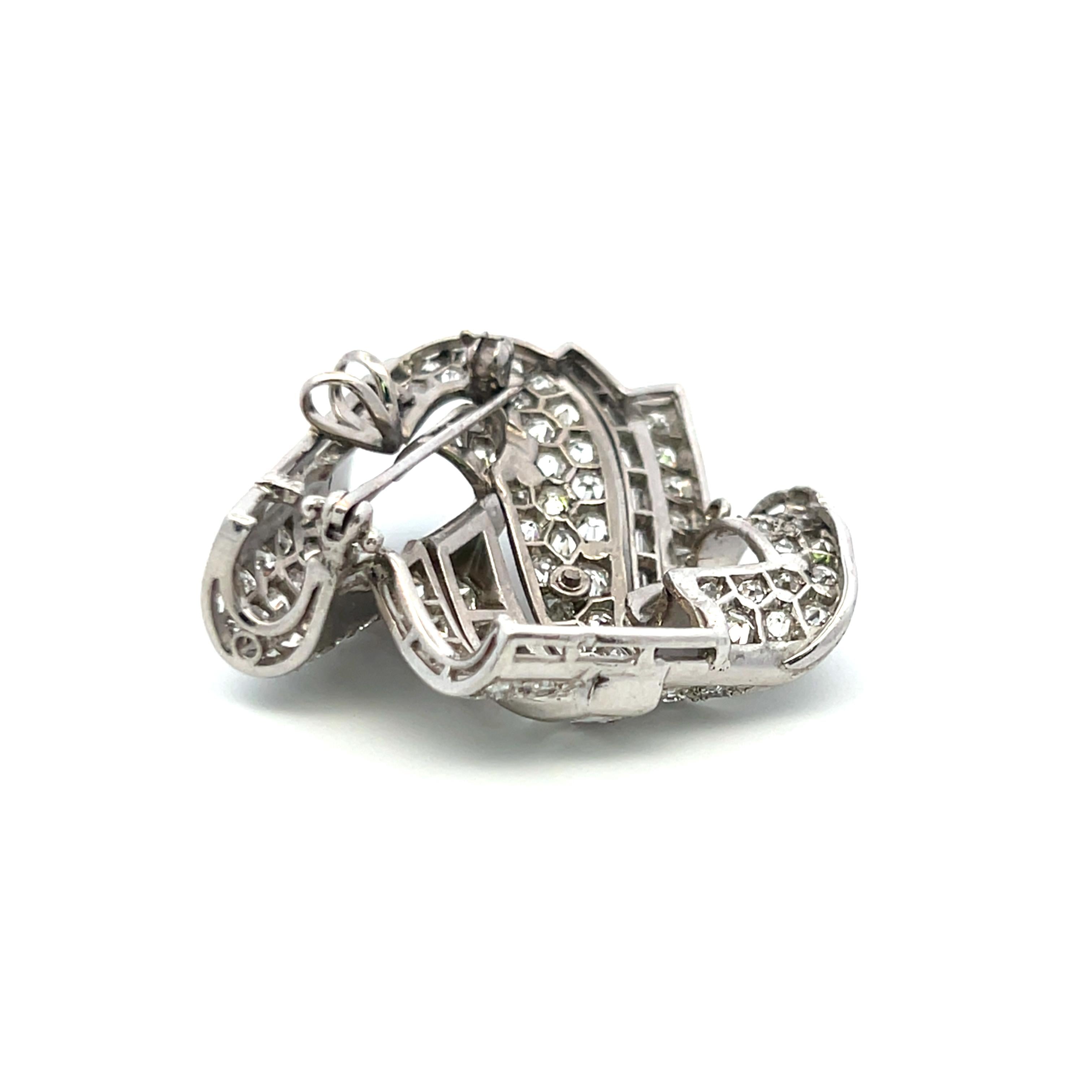 6.00 Carat Round Brilliant and Emerald Cut G SI1 Diamond Platinum Pin Brooch