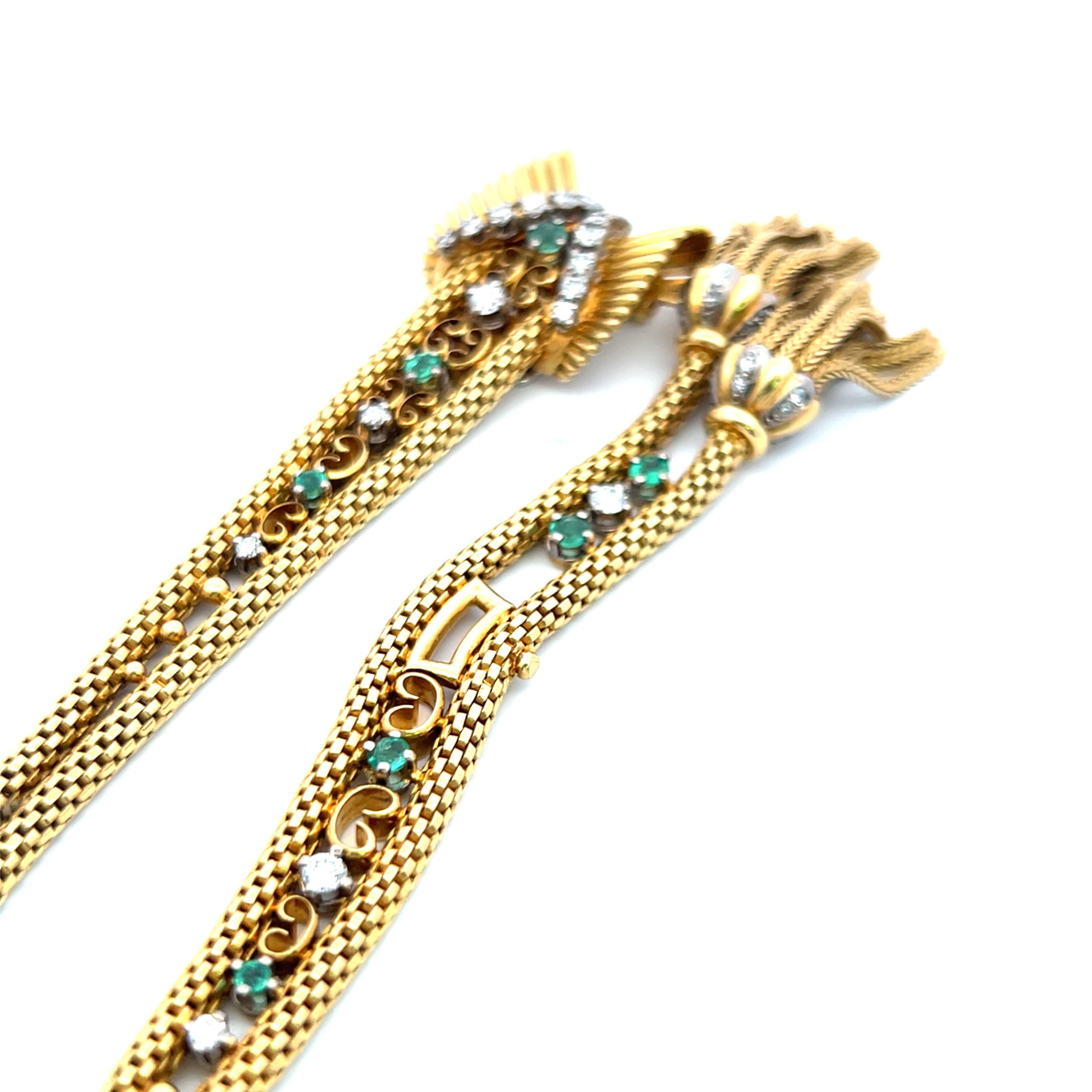 1.10 Carat Round Brilliant Diamond 0.35 Carat Emerald  18K YG Choker Necklace