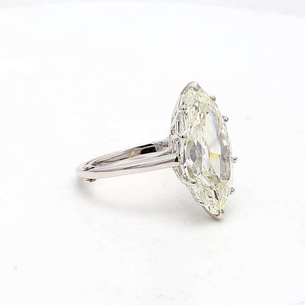 9.15 Carat Marquis Shape K VS2 Diamond Platinum Gems Stone Ring