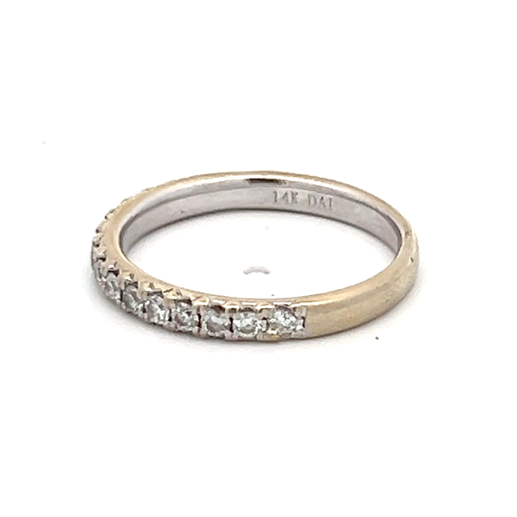 0.51 Carat Round Brilliant Diamond 14 Karat White Gold Wedding Band Ring