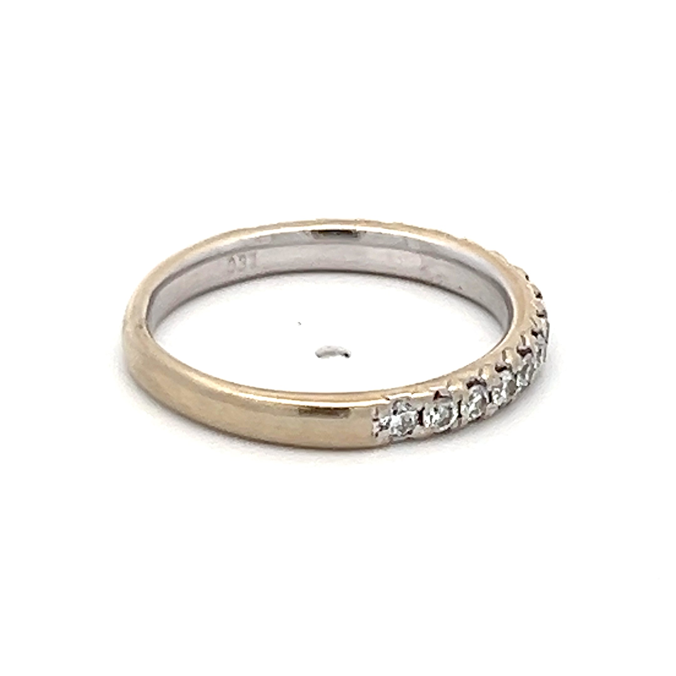 0.51 Carat Round Brilliant Diamond 14 Karat White Gold Wedding Band Ring