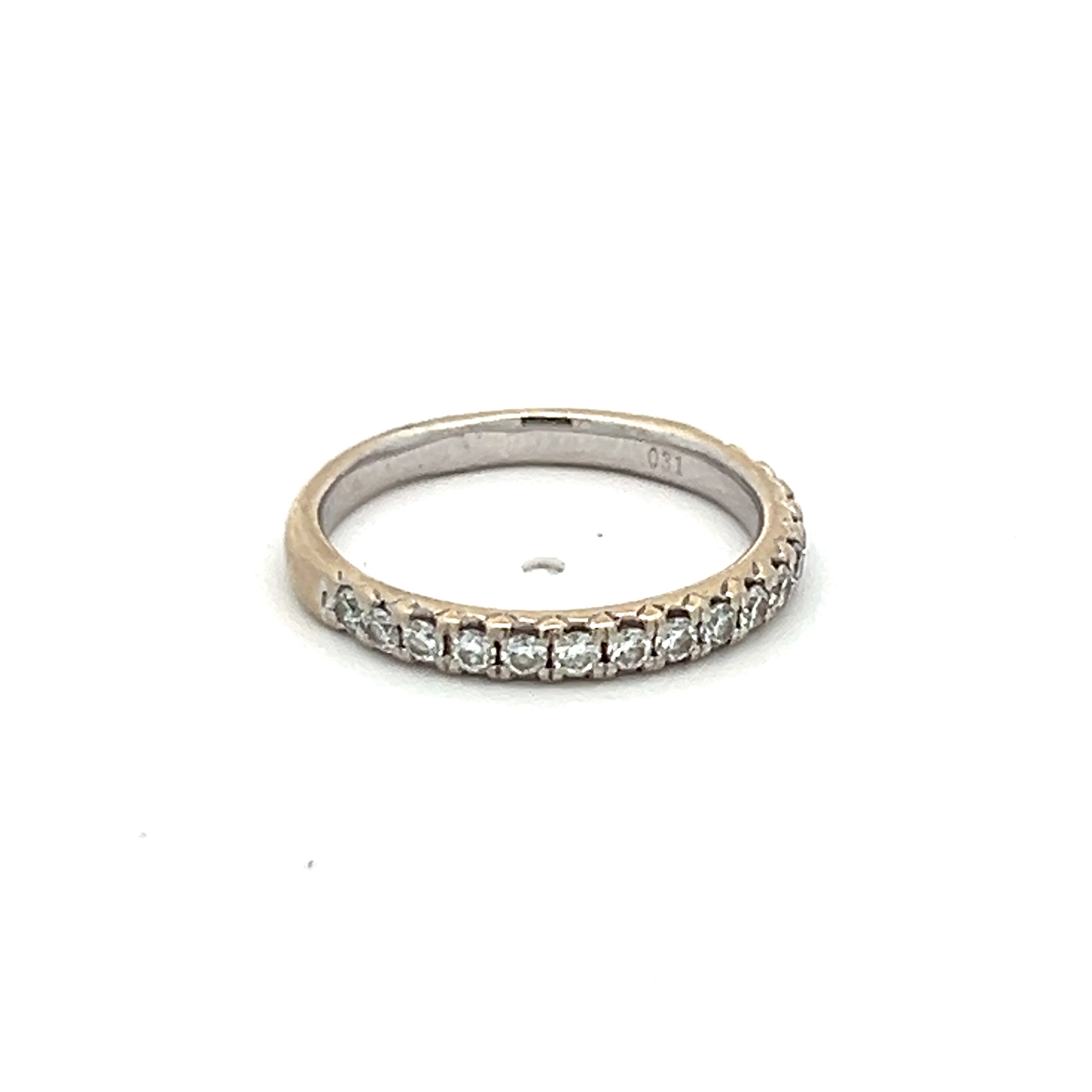 0.51 Carat Round Brilliant Diamond 14 Karat White Gold Wedding Band Ring