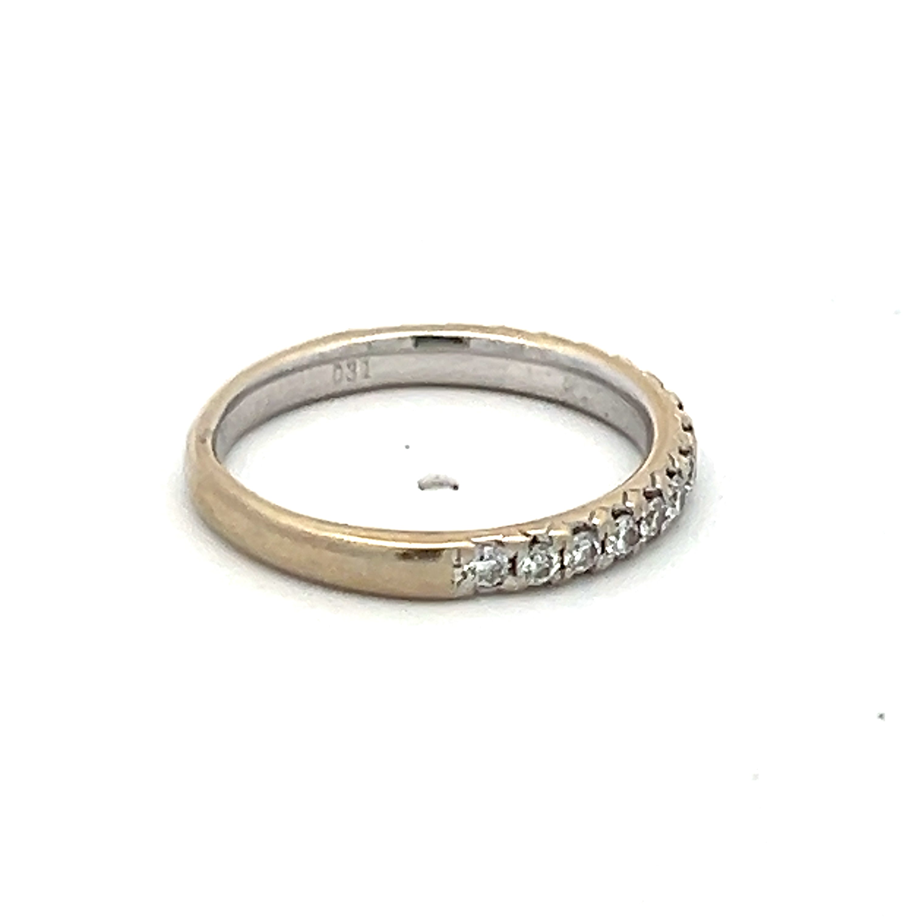0.51 Carat Round Brilliant Diamond 14 Karat White Gold Wedding Band Ring