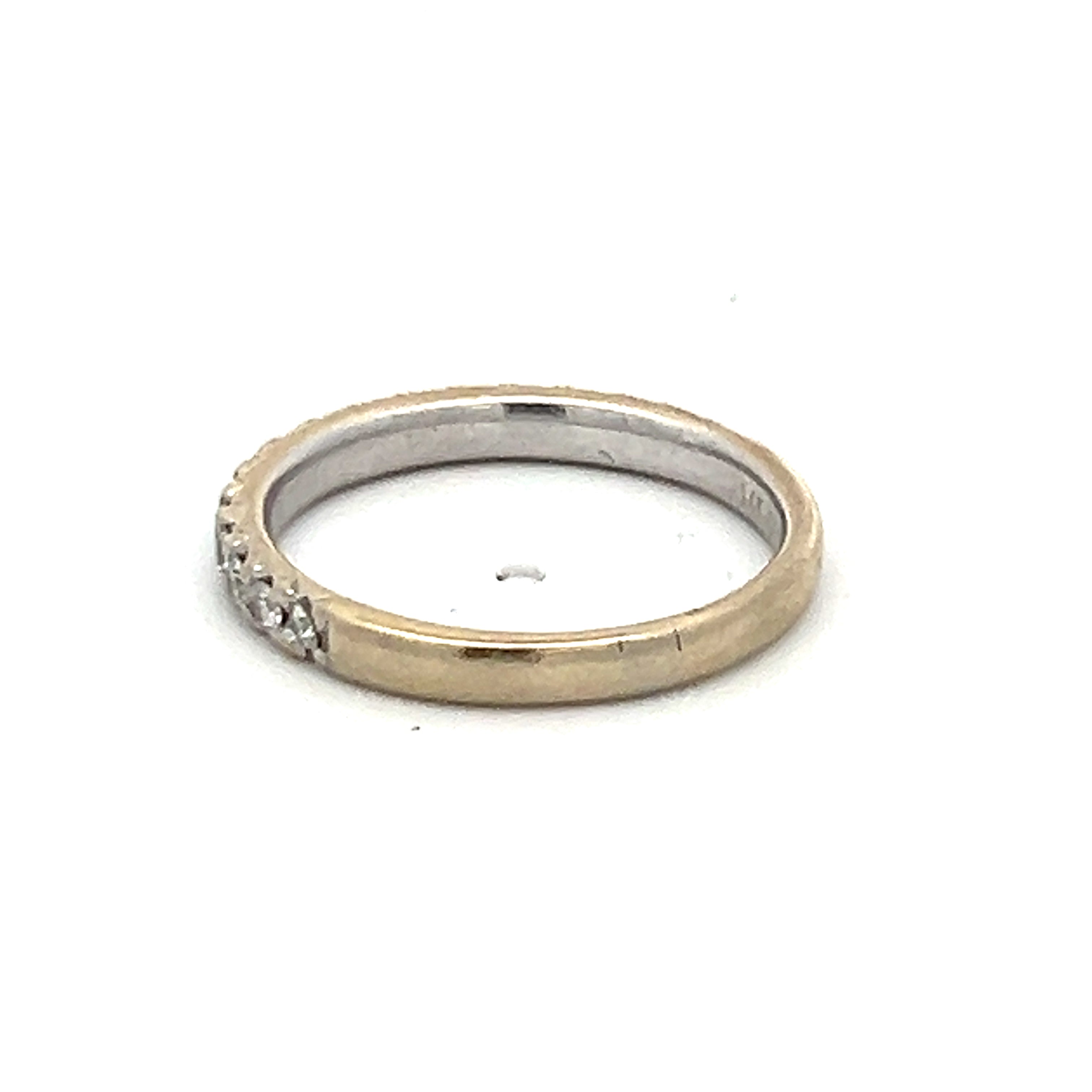 0.51 Carat Round Brilliant Diamond 14 Karat White Gold Wedding Band Ring