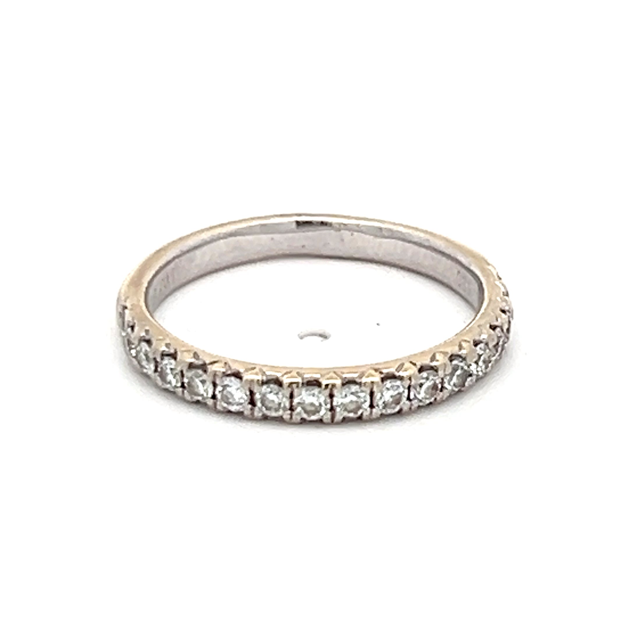 0.51 Carat Round Brilliant Diamond 14 Karat White Gold Wedding Band Ring