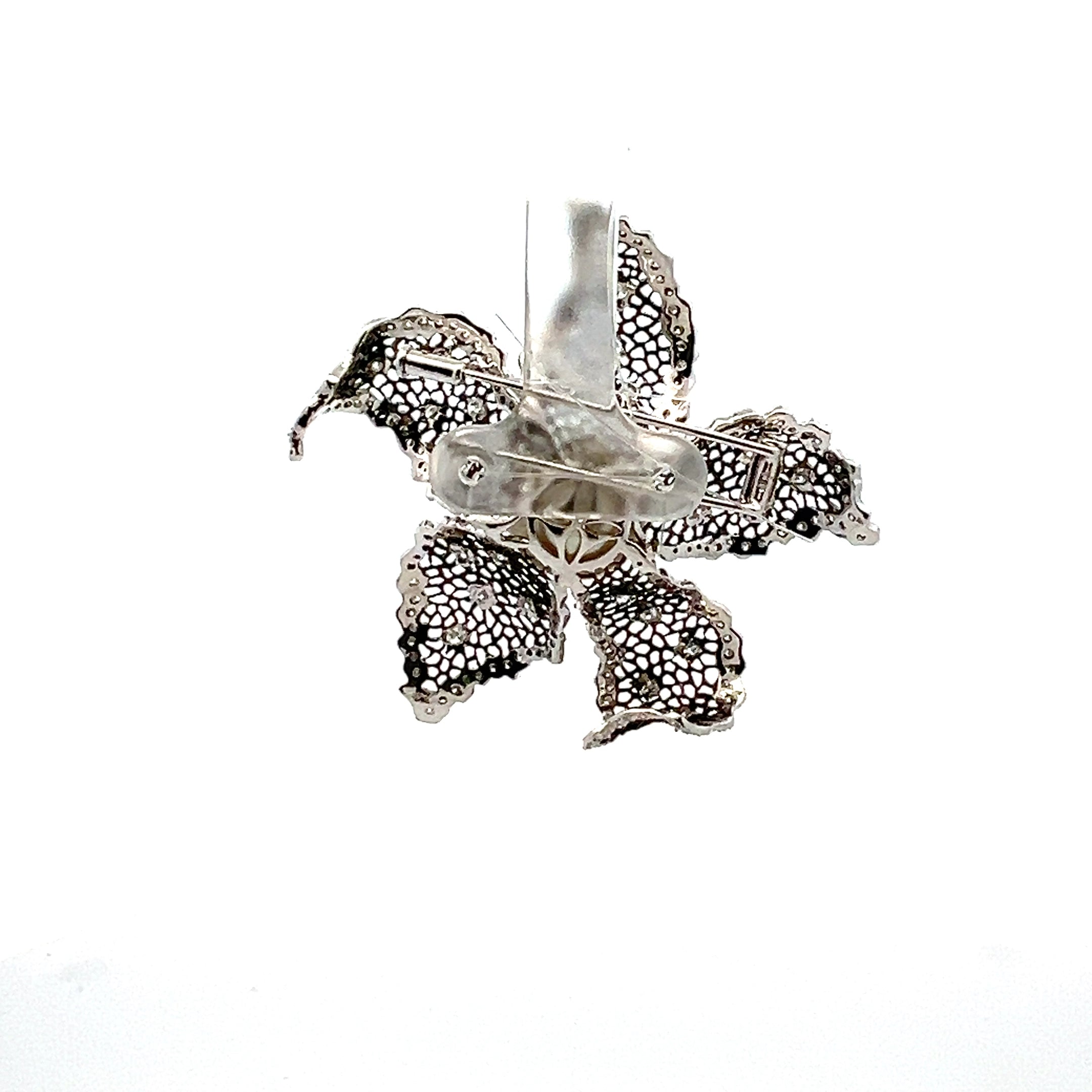 2.00 Carat Round Brilliant F VS1 Diamond 1.00 Carat Pearl 18 Karat White Gold Brooch