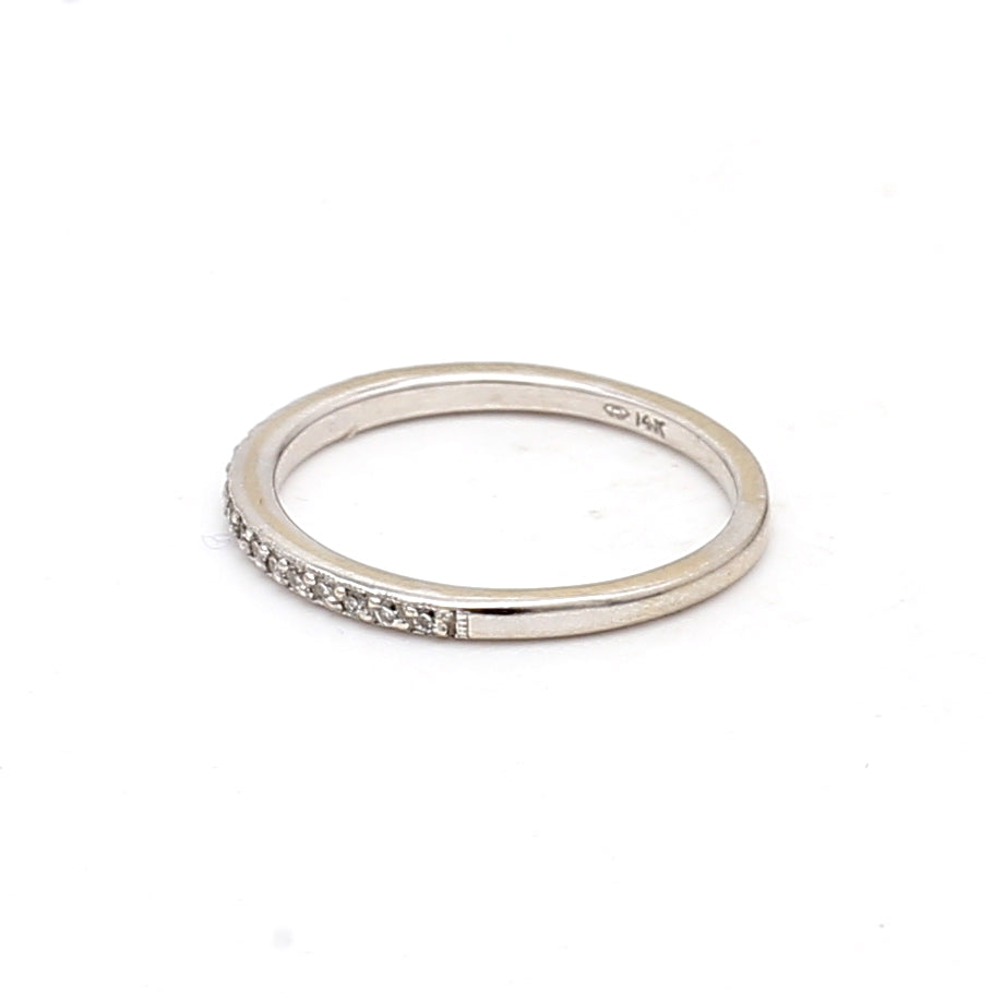 Carat Round Brilliant I I1 Diamond 14 Karat White Gold Wedding Band Ring Media 1 of 8