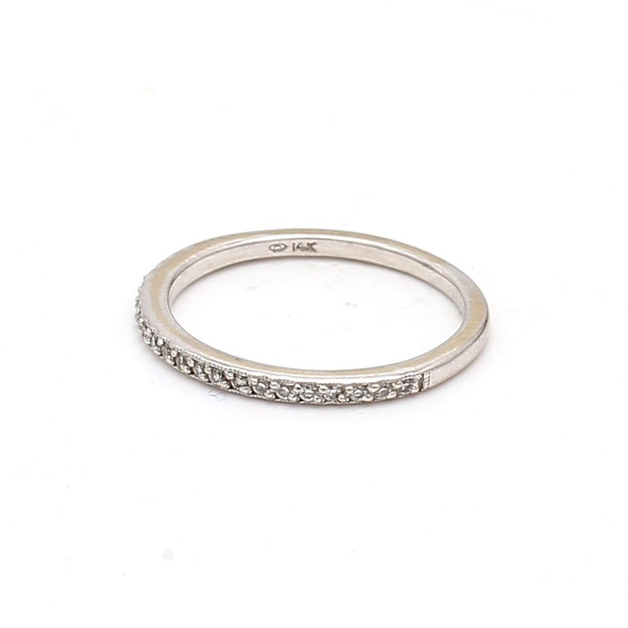 Carat Round Brilliant I I1 Diamond 14 Karat White Gold Wedding Band Ring Media 1 of 8