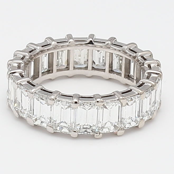 7.50 Carat Emerald Cut E VS1 Diamond Platinum Eternity Band Ring