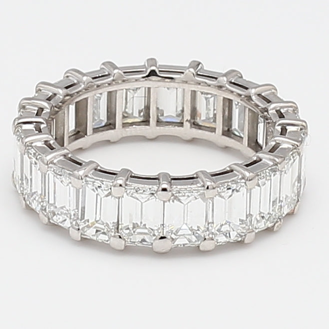7.50 Carat Emerald Cut E VS1 Diamond Platinum Eternity Band Ring
