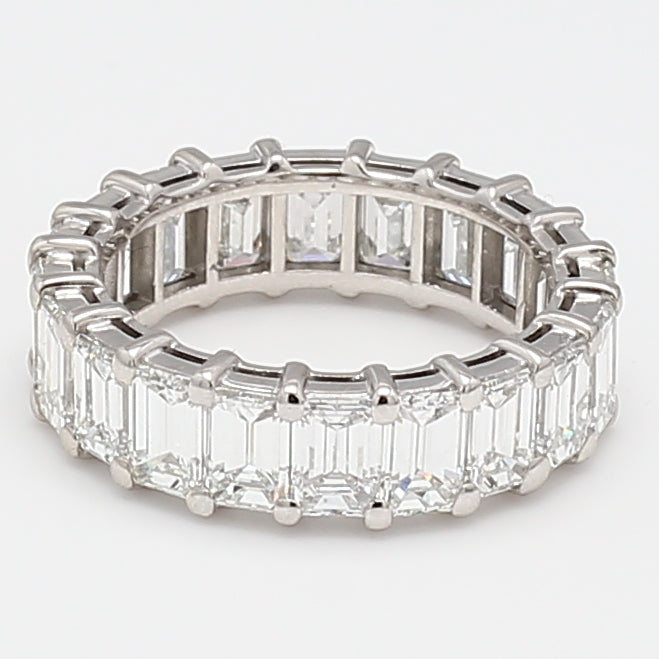7.50 Carat Emerald Cut E VS1 Diamond Platinum Eternity Band Ring