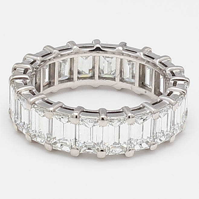 7.50 Carat Emerald Cut E VS1 Diamond Platinum Eternity Band Ring