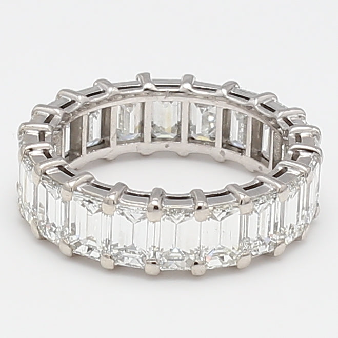 7.50 Carat Emerald Cut E VS1 Diamond Platinum Eternity Band Ring