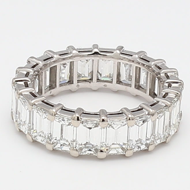 7.50 Carat Emerald Cut E VS1 Diamond Platinum Eternity Band Ring