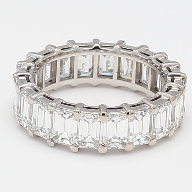 7.50 Carat Emerald Cut E VS1 Diamond Platinum Eternity Band Ring
