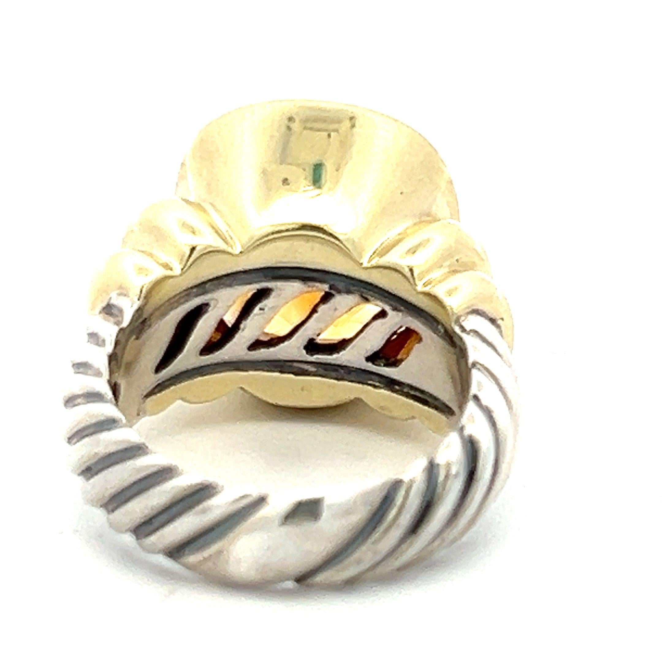 David Yurman 9.00 Carat Citrine 14 Karat Two Tone Gold/Silver Cocktail Ring