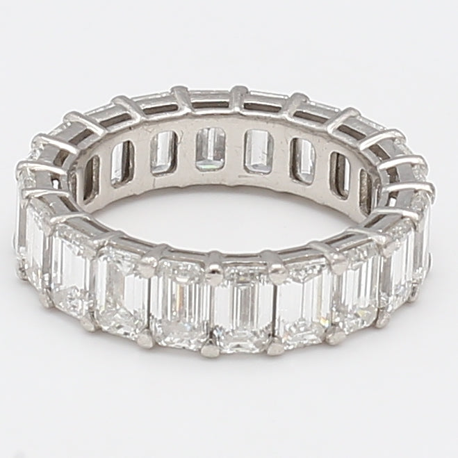 7.00 Carat Emerald Cut H VS1 Diamond Platinum Eternity Band Ring