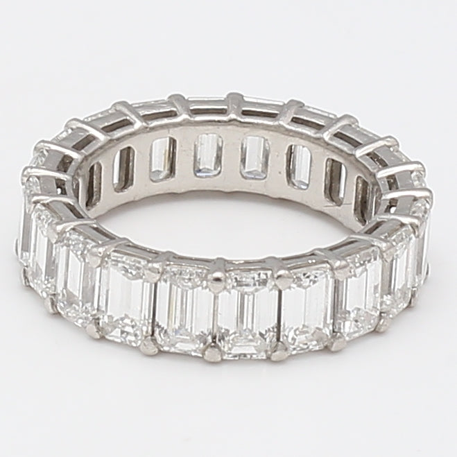 7.00 Carat Emerald Cut H VS1 Diamond Platinum Eternity Band Ring