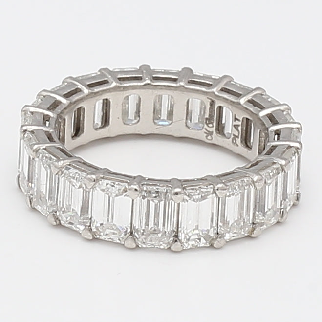 7.00 Carat Emerald Cut H VS1 Diamond Platinum Eternity Band Ring