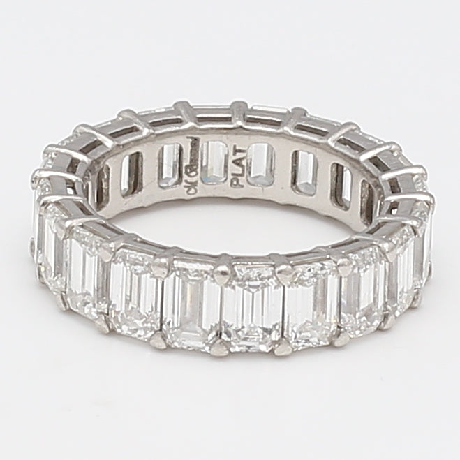 7.00 Carat Emerald Cut H VS1 Diamond Platinum Eternity Band Ring