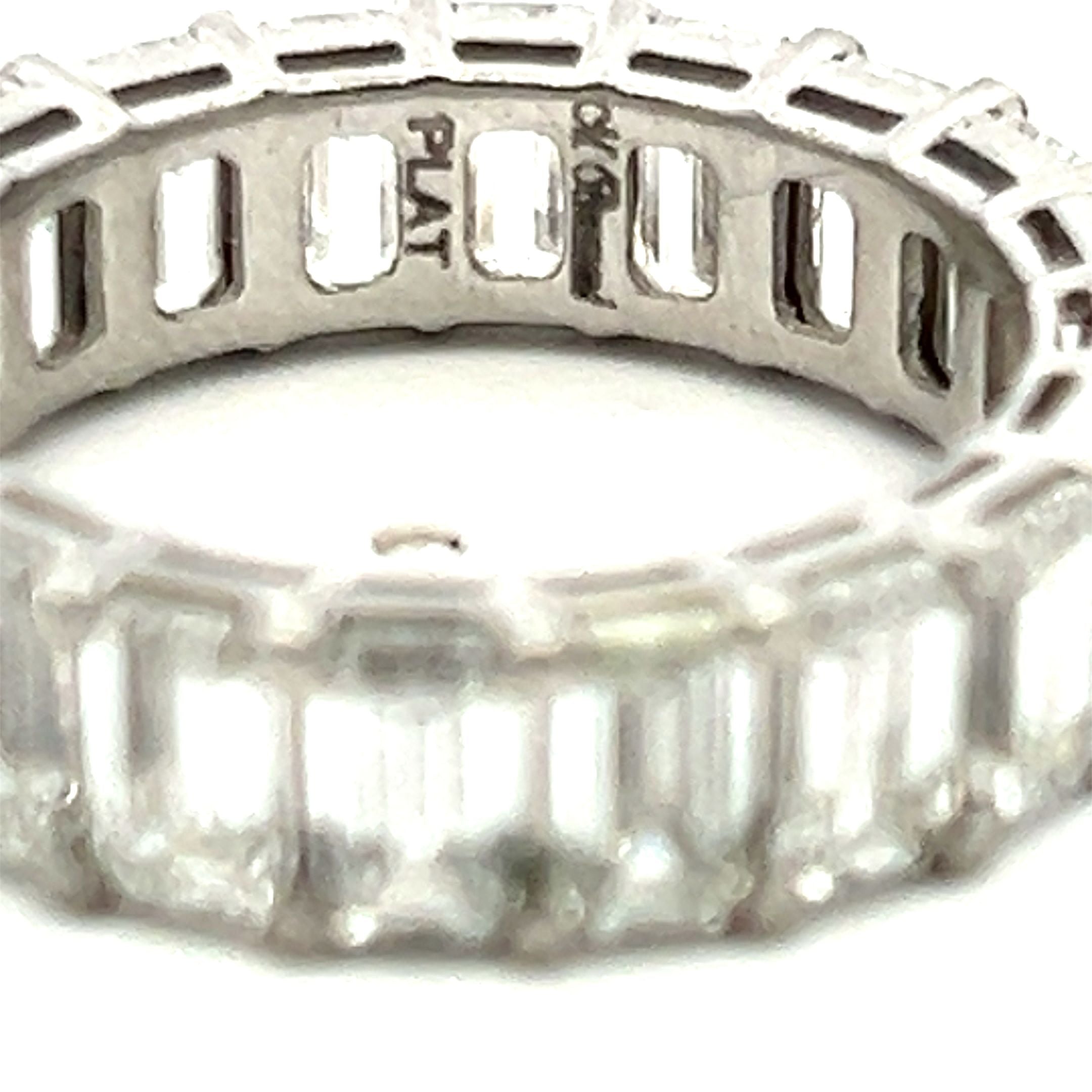 7.00 Carat Emerald Cut H VS1 Diamond Platinum Eternity Band Ring