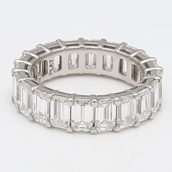 7.00 Carat Emerald Cut H VS1 Diamond Platinum Eternity Band Ring