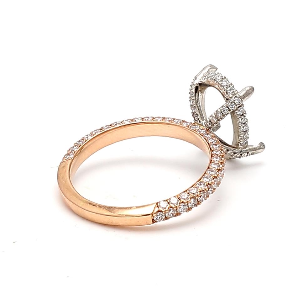 2.18 Carat Round Brilliant H SI1 Diamond 14 Karat Rose Gold Semi Mount Ring