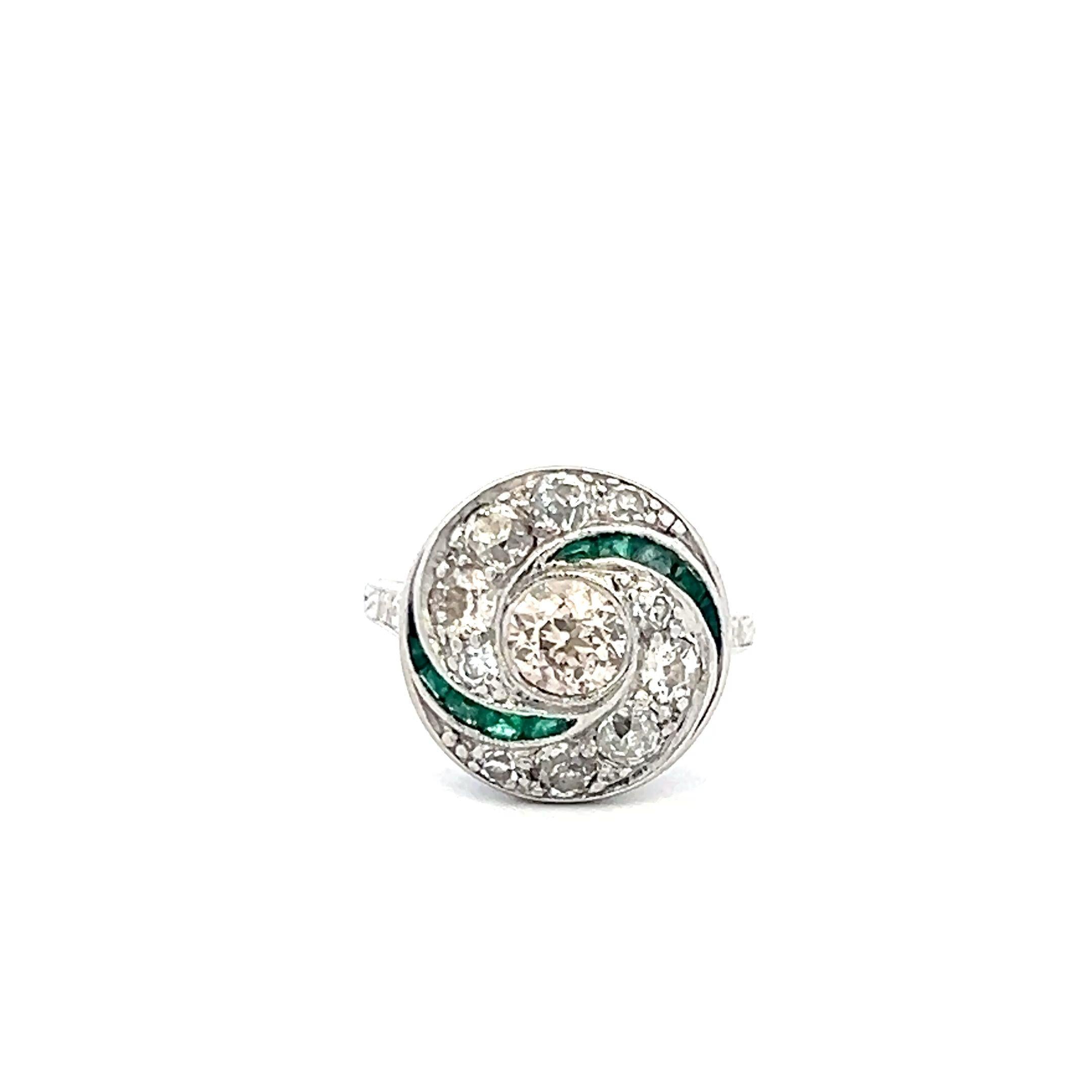 1.22 Carat Old European Cut W-K SI1-SI2 Diamond Platinum Art Deco Ring