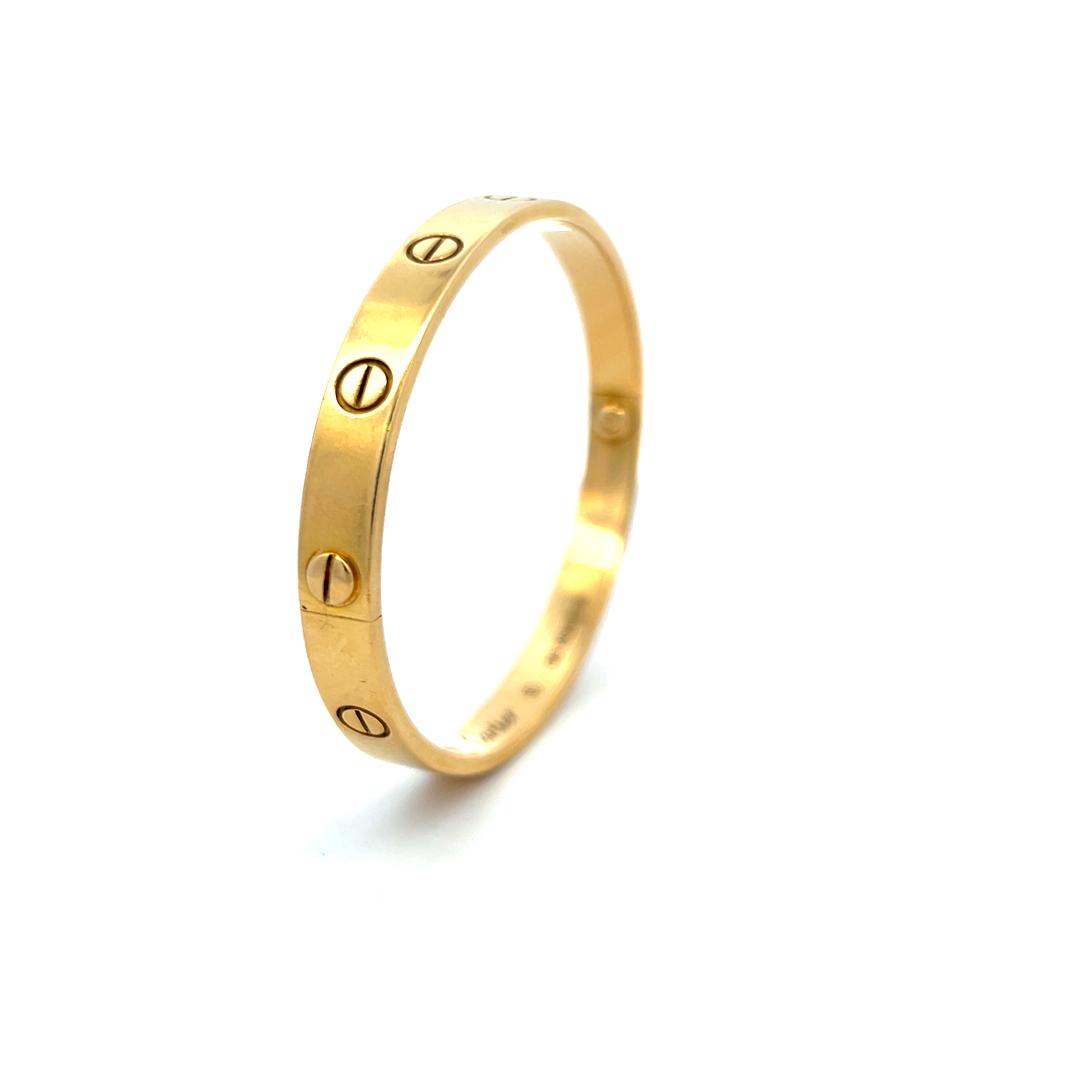 Cartier 18 Karat Yellow Gold Love Bracelet Size 17 6.2MM wide