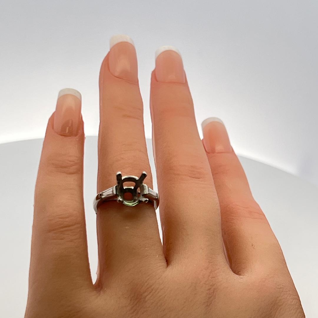 0.30 Carat Tapered Baguette Shape G VS Diamond Platinum Semi Mount Ring