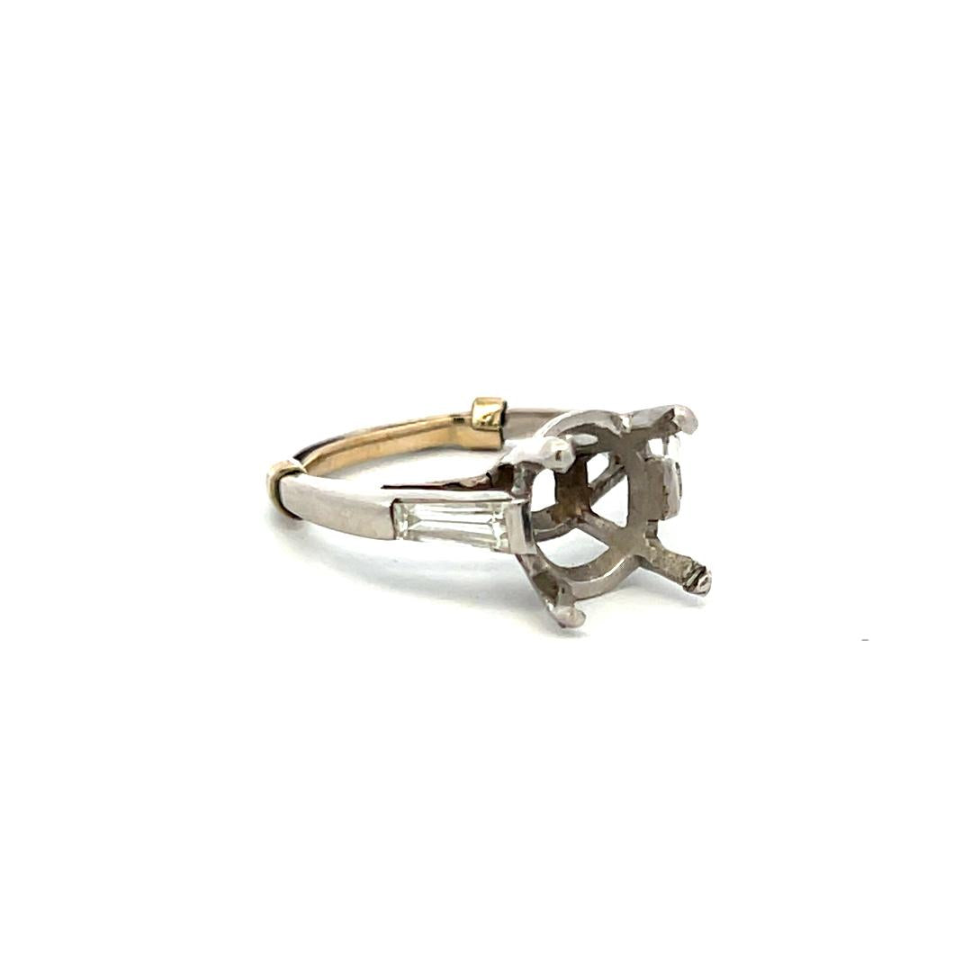 0.30 Carat Tapered Baguette Shape G VS Diamond Platinum Semi Mount Ring