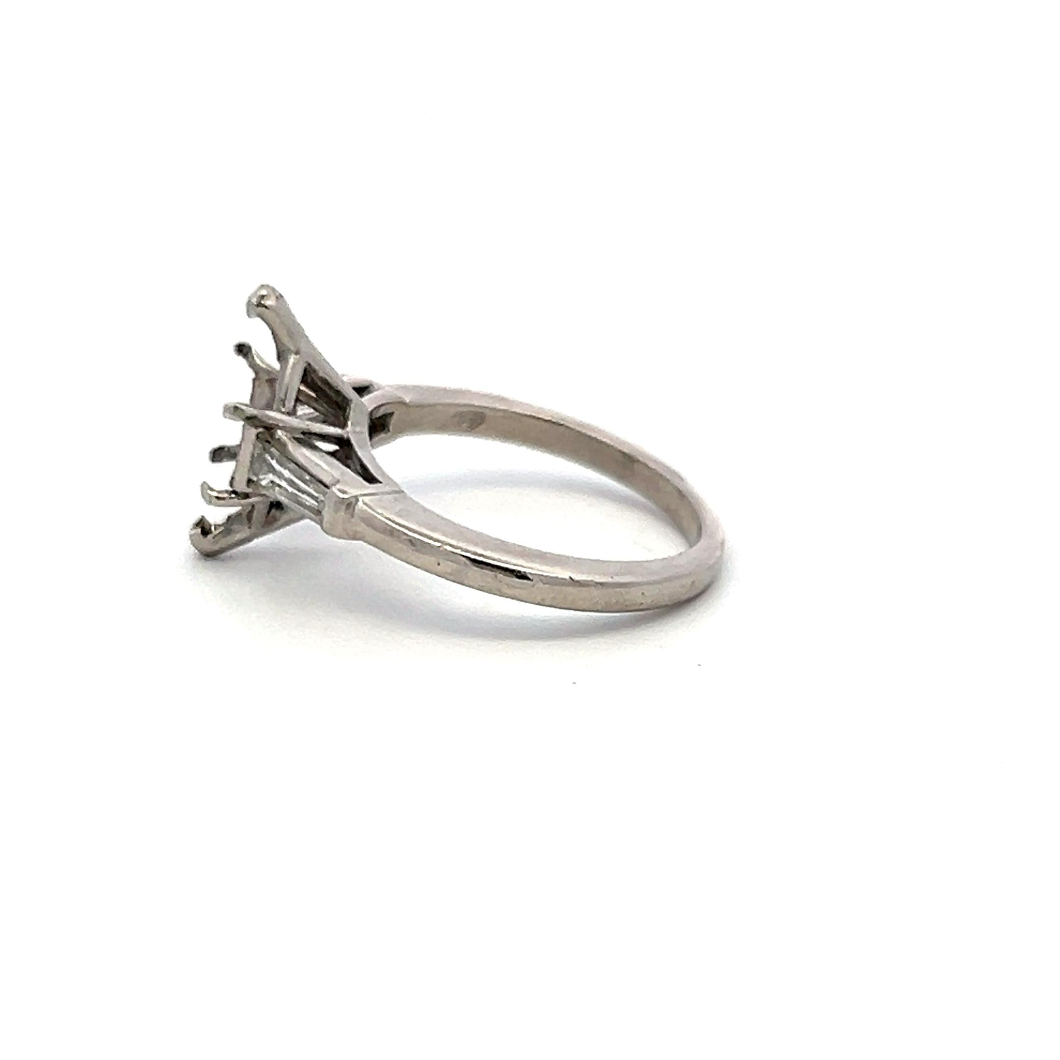 0.30 Carat Tapered Baguette Shape H VS Diamond Platinum Semi Mount Ring