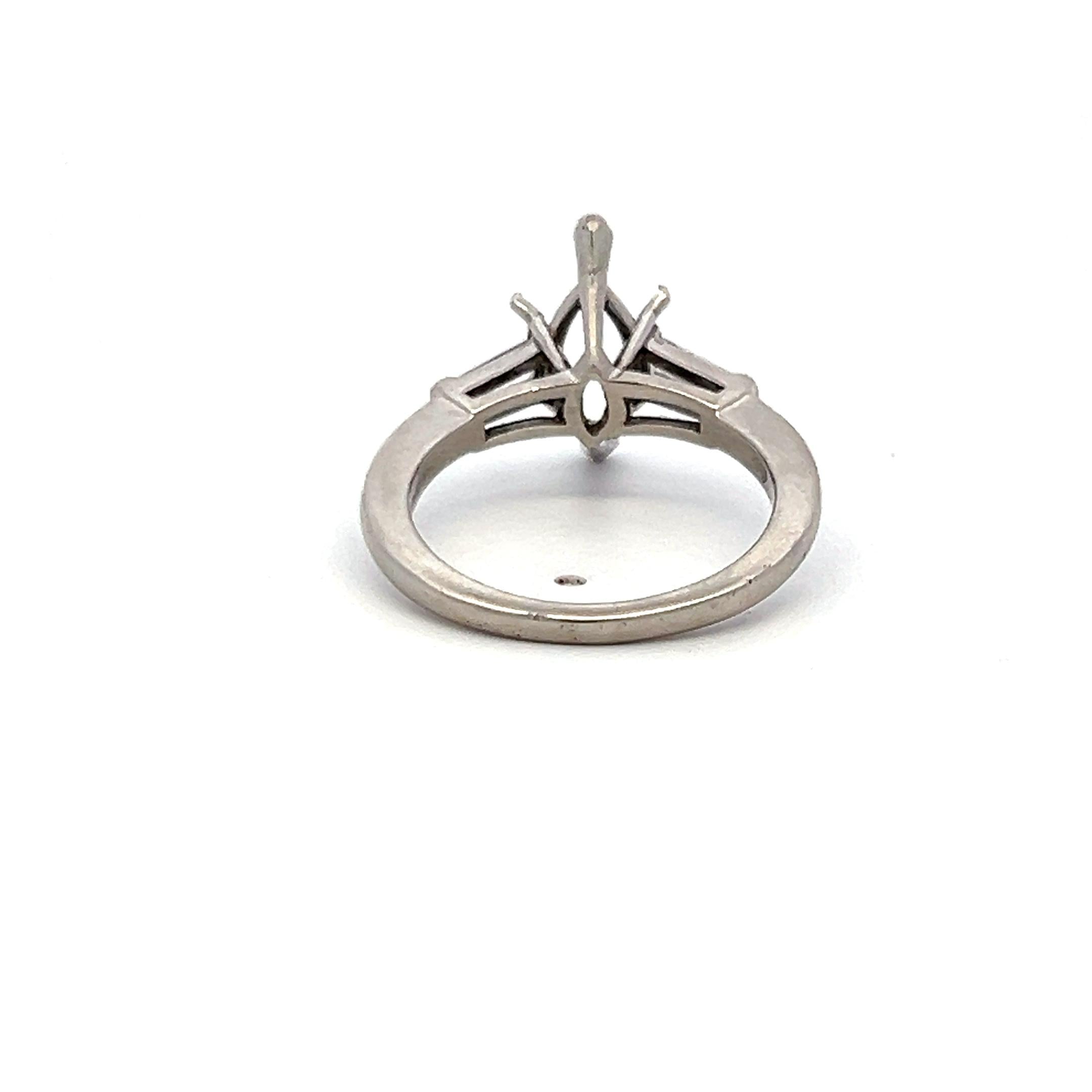 0.30 Carat Tapered Baguette Shape H VS Diamond Platinum Semi Mount Ring