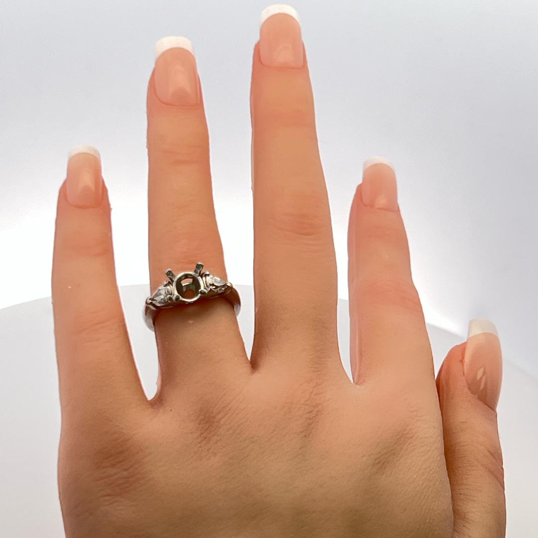 1.50 Carat Pear Shape F SI Diamond Platinum Semi Mount Ring