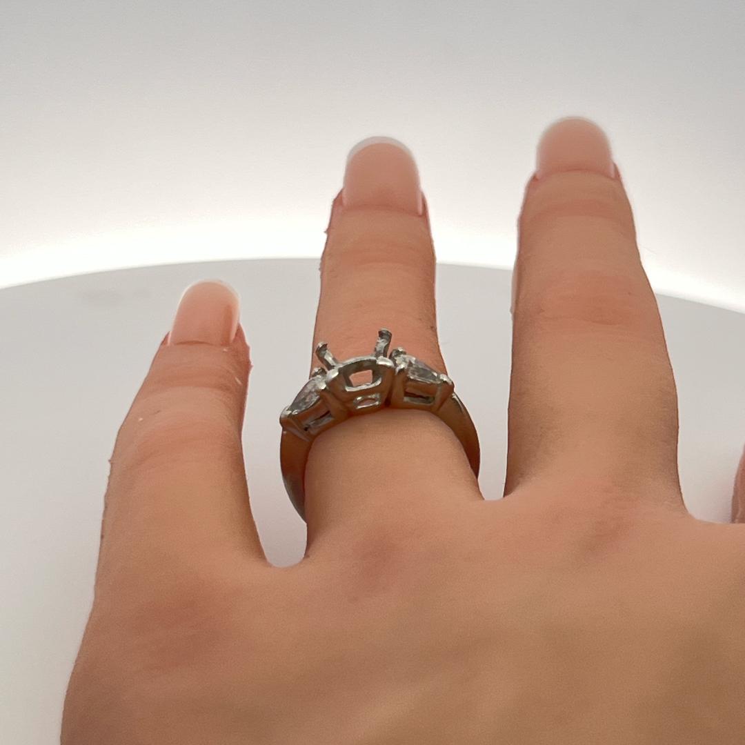 1.50 Carat Pear Shape F SI Diamond Platinum Semi Mount Ring
