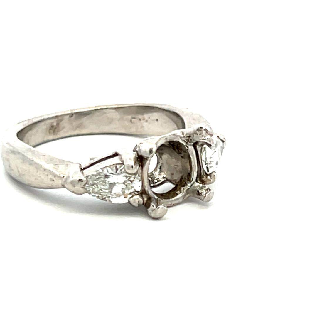 1.50 Carat Pear Shape F SI Diamond Platinum Semi Mount Ring