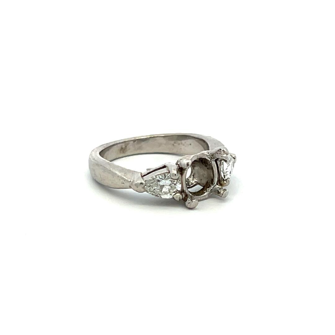 1.50 Carat Pear Shape F SI Diamond Platinum Semi Mount Ring