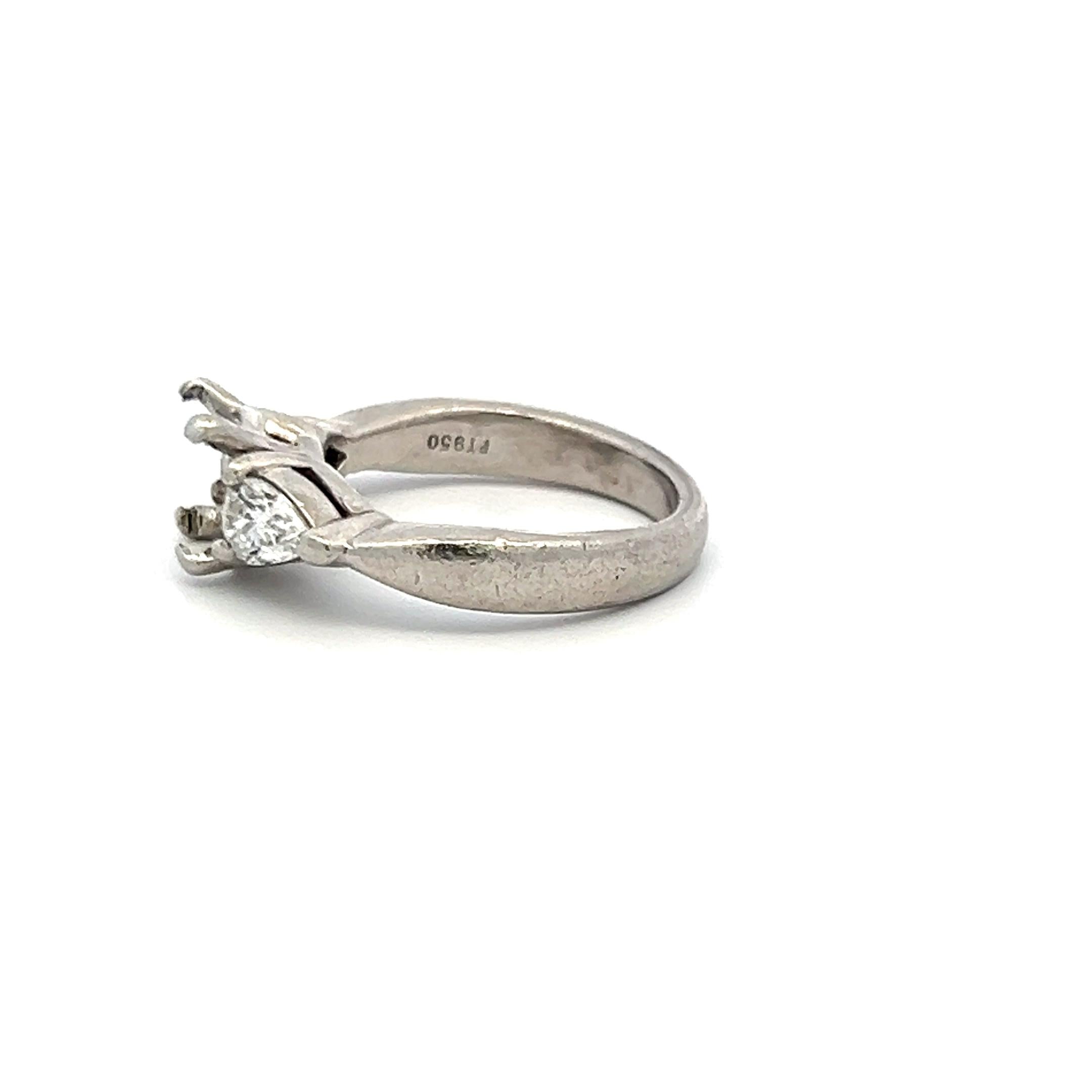 1.50 Carat Pear Shape F SI Diamond Platinum Semi Mount Ring