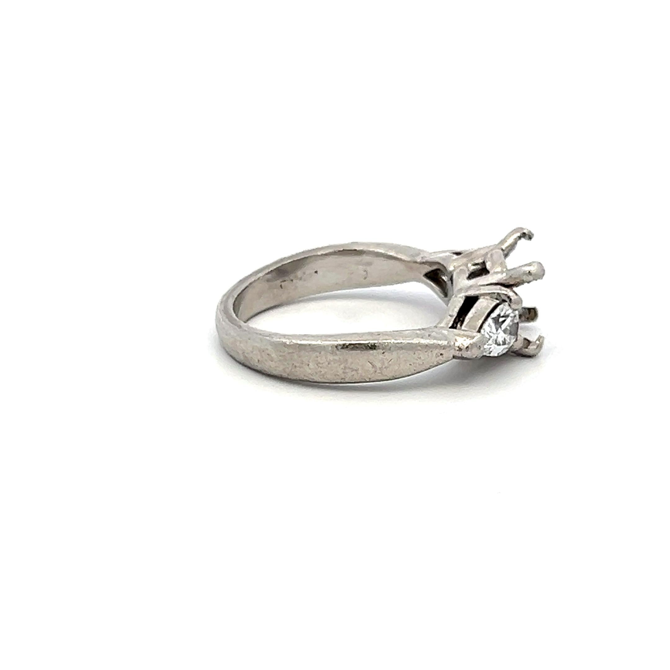 1.50 Carat Pear Shape F SI Diamond Platinum Semi Mount Ring