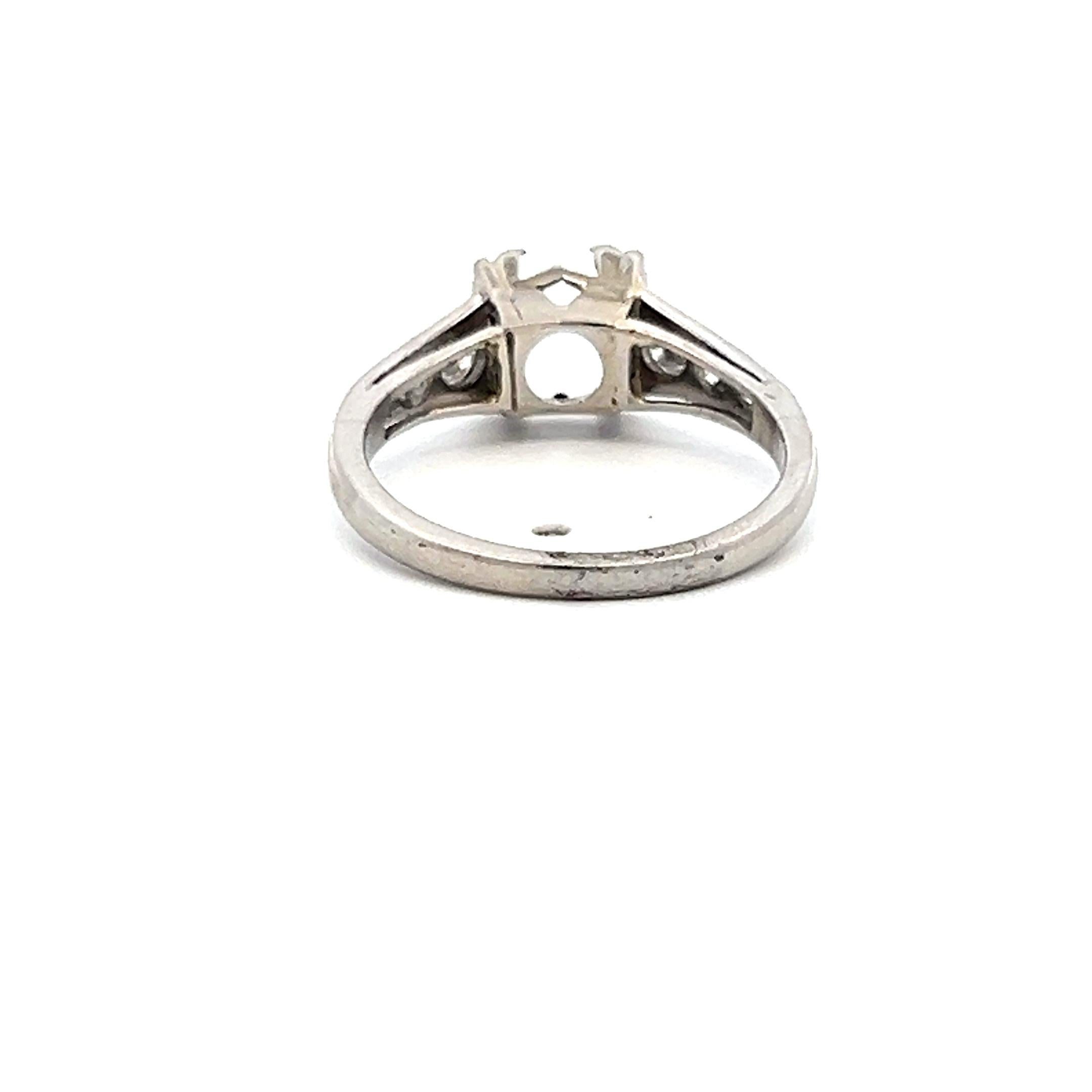 0.36 Carat Round Brilliant H VS Diamond Platinum Semi Mount Ring