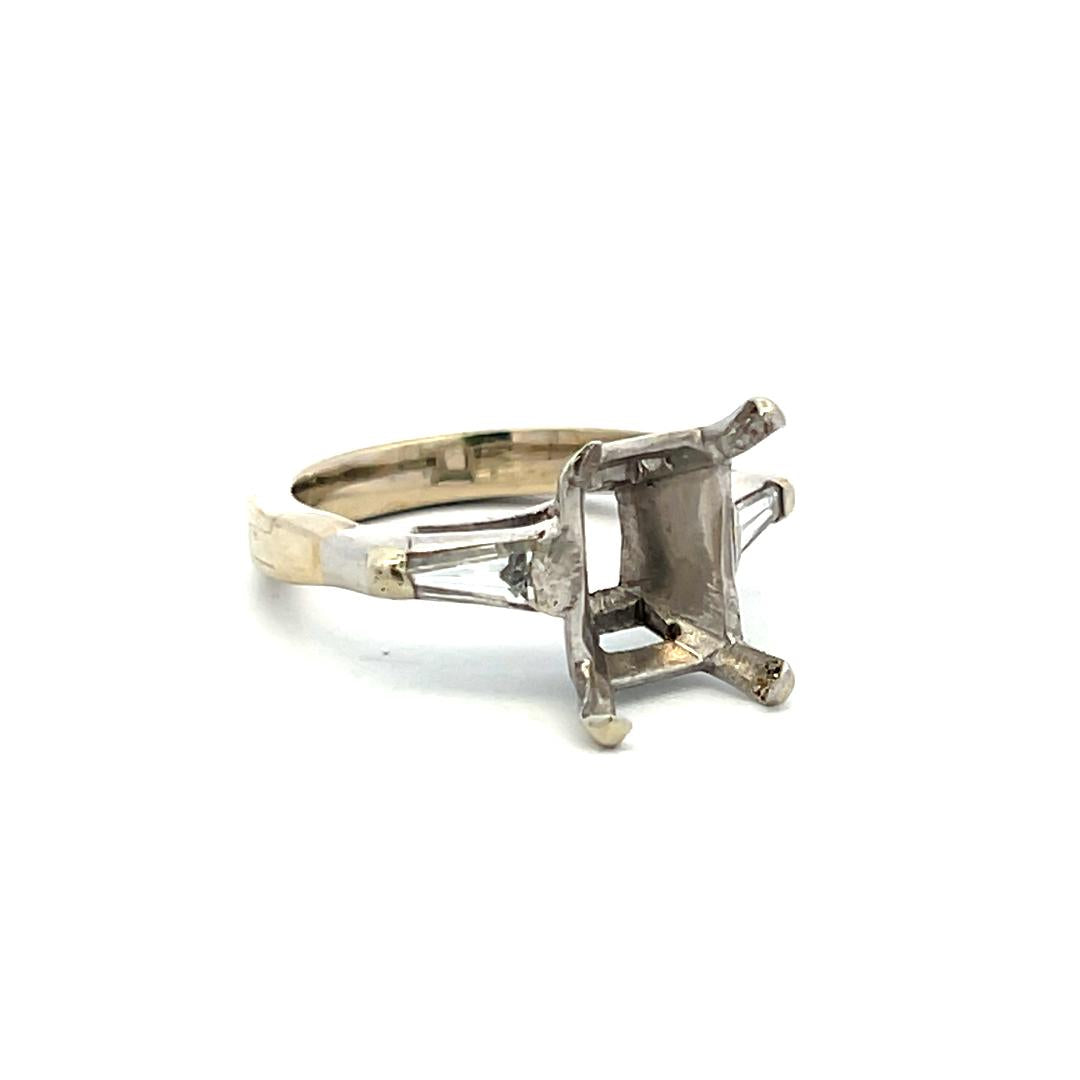 0.25 Carat Tapered Baguette Shape Diamond 14 Karat White Gold Semi Mount Ring