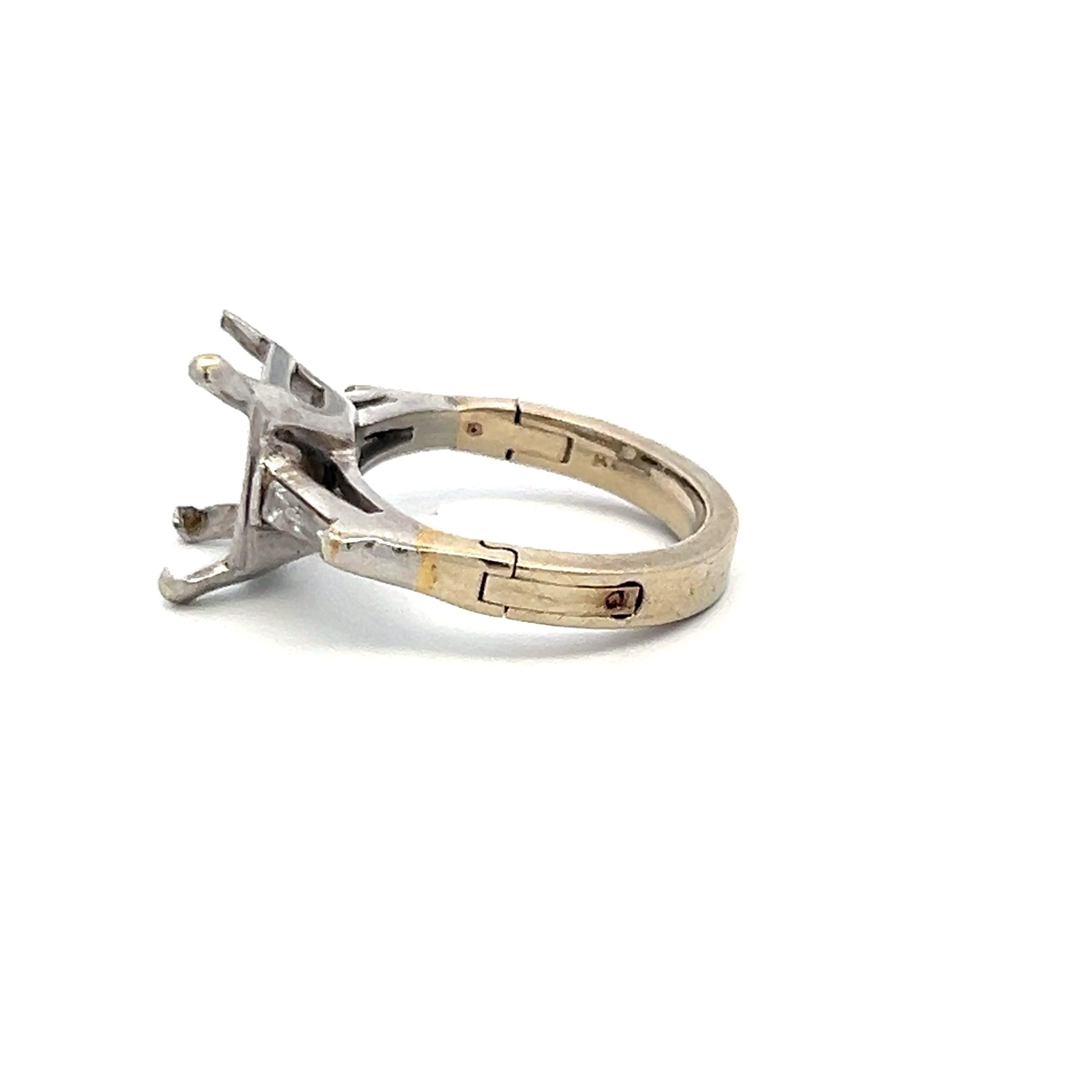 0.25 Carat Tapered Baguette Shape Diamond 14 Karat White Gold Semi Mount Ring