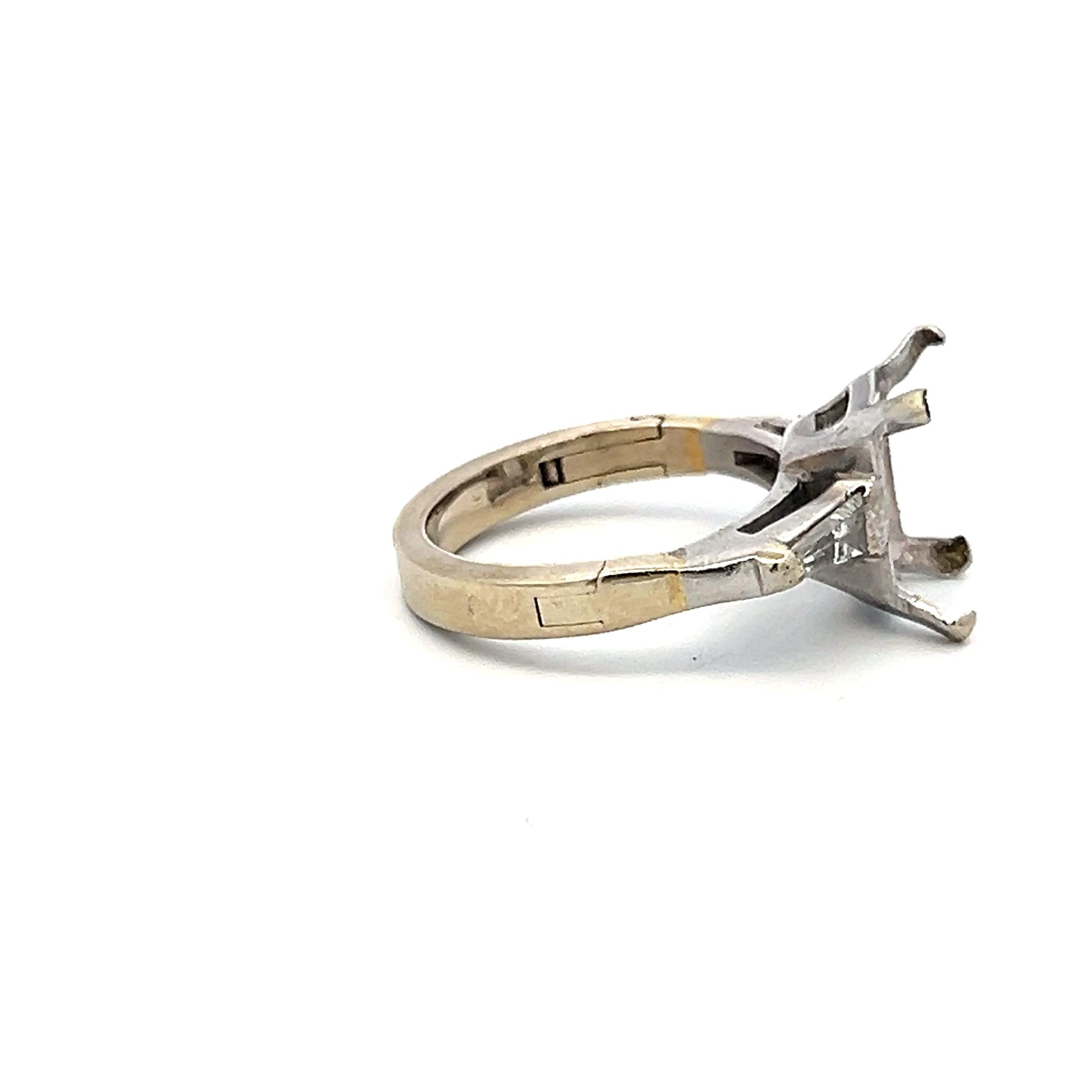 0.25 Carat Tapered Baguette Shape Diamond 14 Karat White Gold Semi Mount Ring