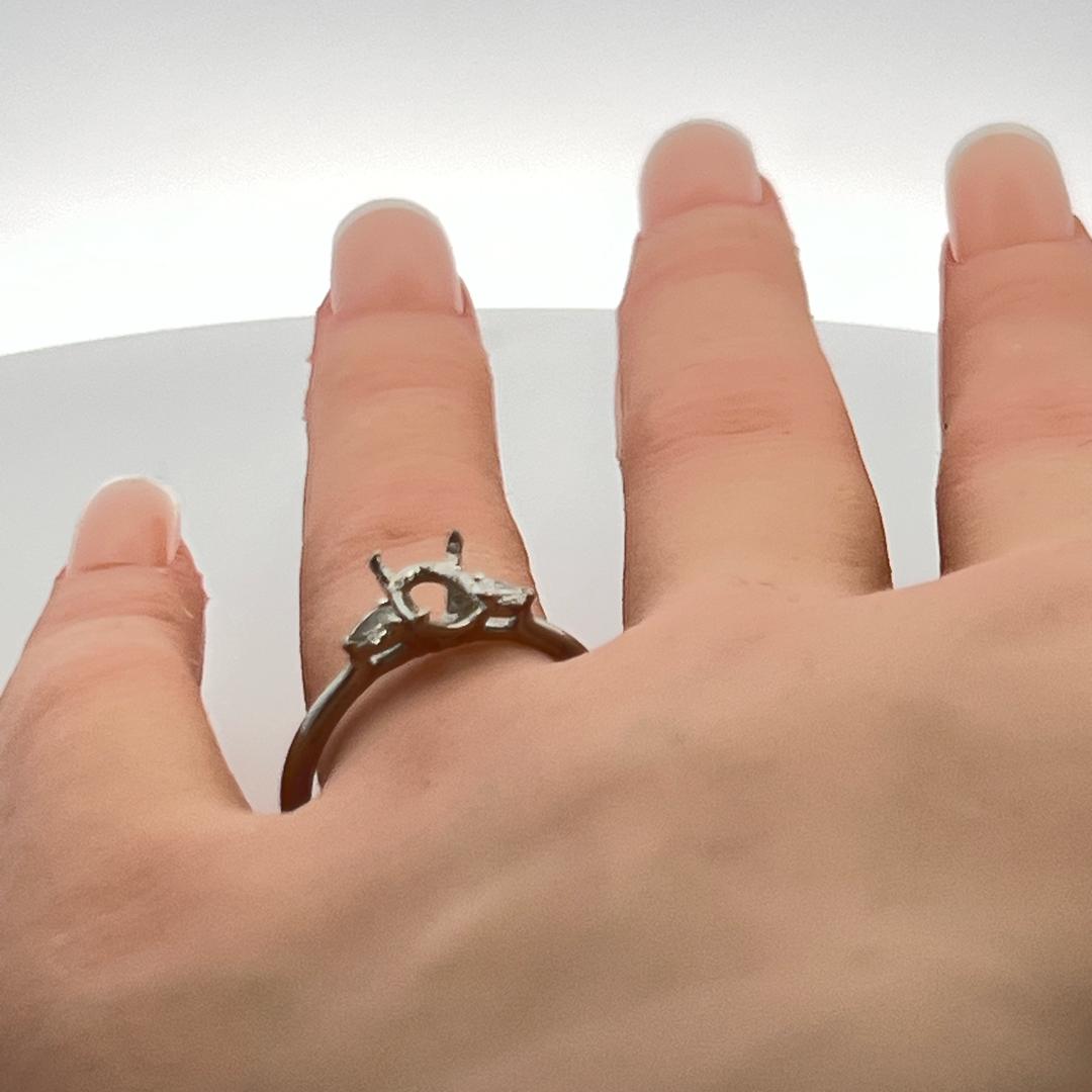 0.17 Carat Pear Shape I VS2 Diamond 14 Karat White Gold Semi Mount Ring