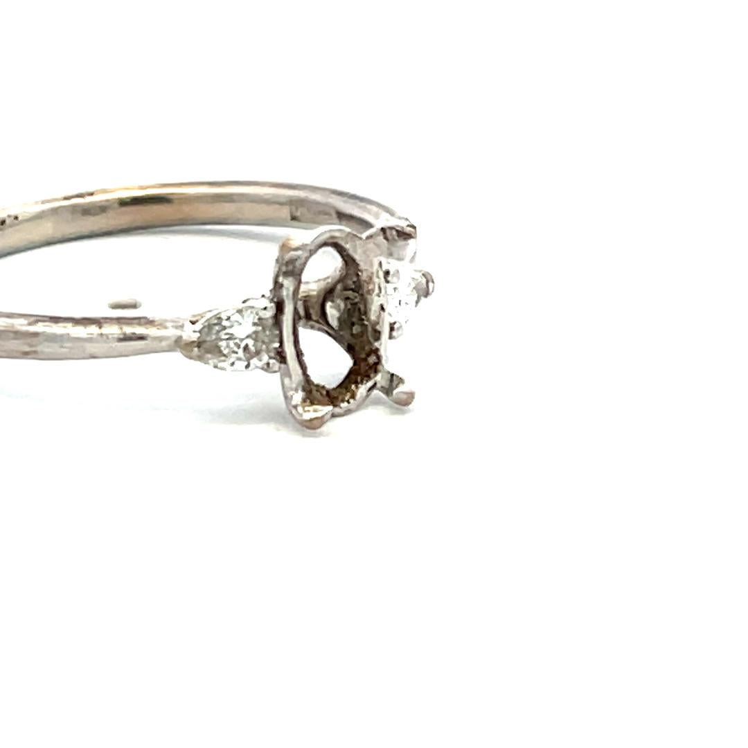 0.17 Carat Pear Shape I VS2 Diamond 14 Karat White Gold Semi Mount Ring