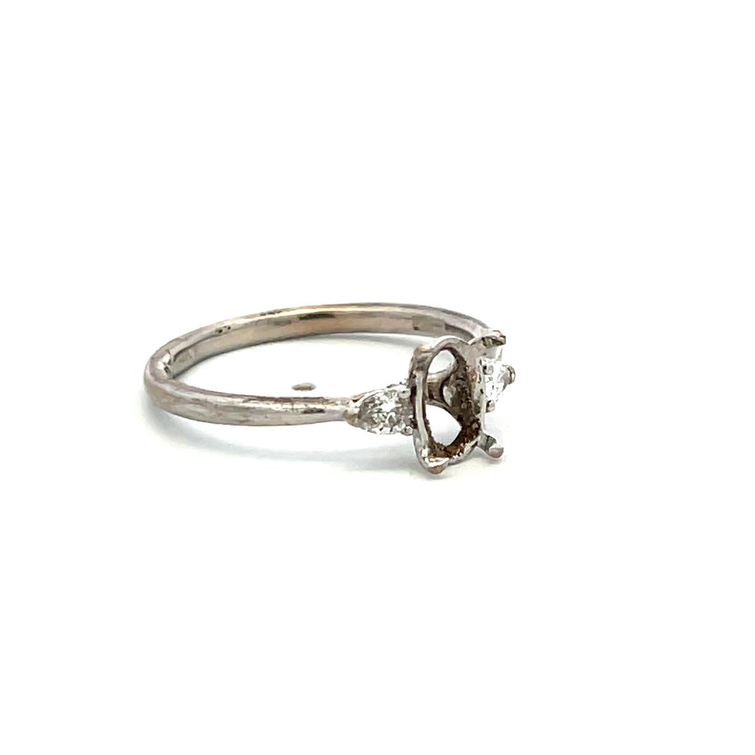 0.17 Carat Pear Shape I VS2 Diamond 14 Karat White Gold Semi Mount Ring