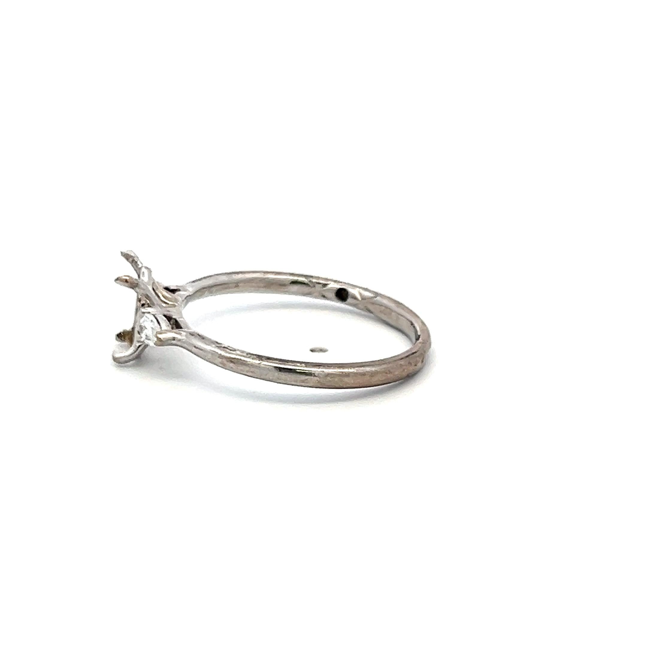 0.17 Carat Pear Shape I VS2 Diamond 14 Karat White Gold Semi Mount Ring